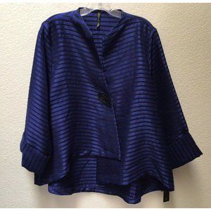 IC By Connie K Swing Lagenlook OneButton Jacket Striped Size XL Never Worn